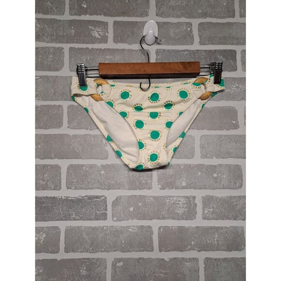 Victoria Secret Womens Polka Dots Gold Rings Turquoise Bikini Buttom‎ Size Small - Picture 1 of 8